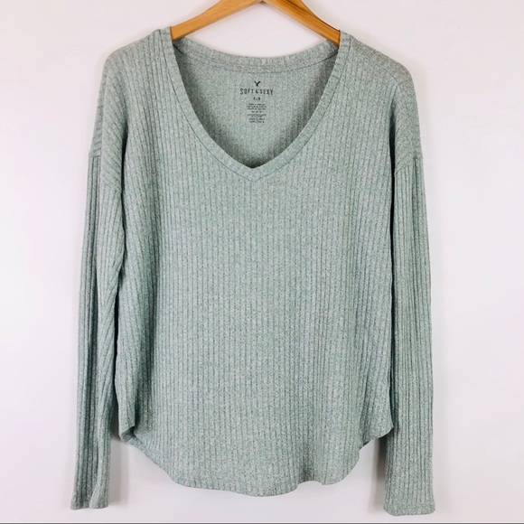 American Eagle Outfitters Tops - American Eagle Soft & Sexy Rib V Neck Top Stretch